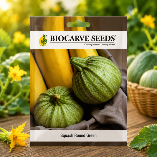 Premium Round Green Squash Seeds for Home Gardening & Farm Cultivation – High Germination Hybrid Vegetable Seeds by Biocarve Seeds