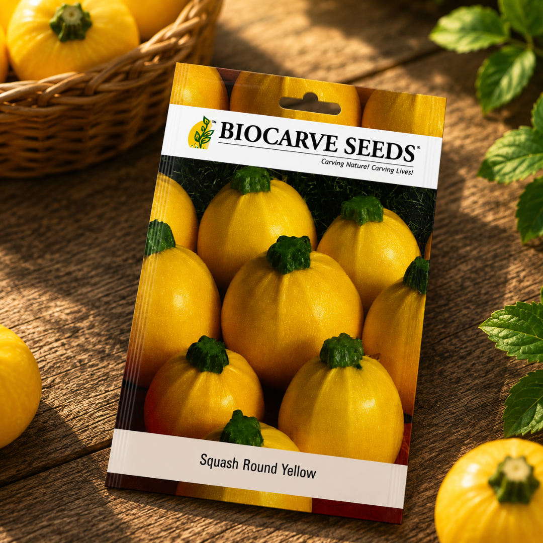Premium Squash Round Yellow Vegetable Seeds for Home Garden, Terrace Farming & Organic Kitchen Gardening