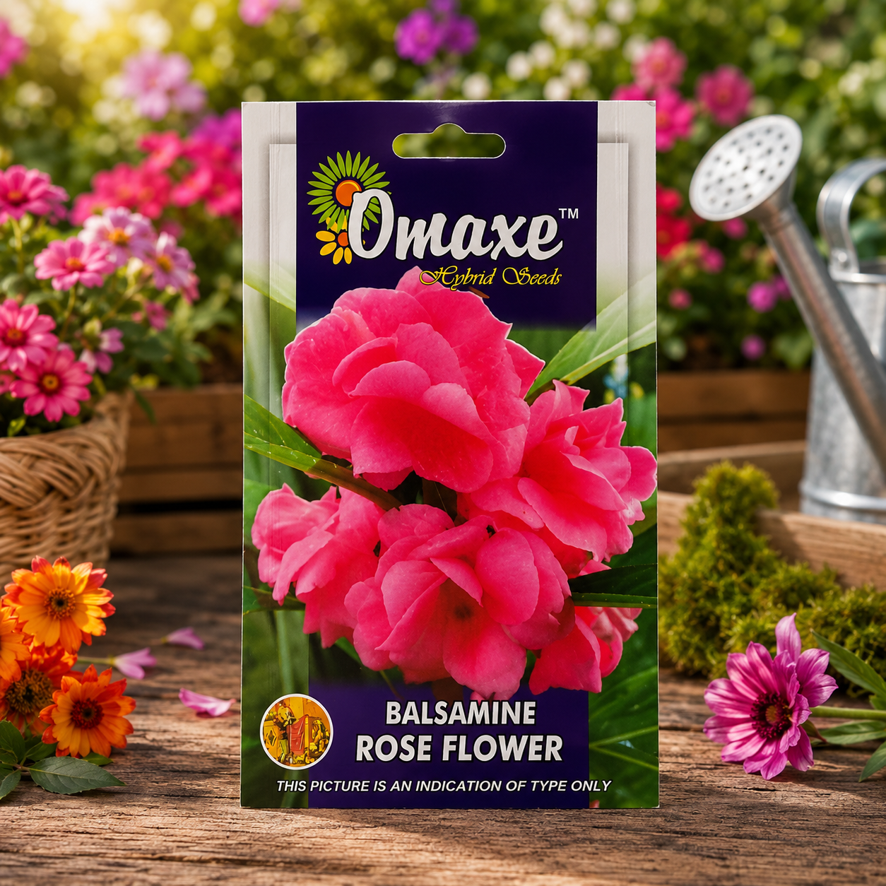 Omaxe Balsamine Rose Flower Seeds – F1 Hybrid Premium Flower Seeds for Home Garden, Balcony & Terrace Gardening