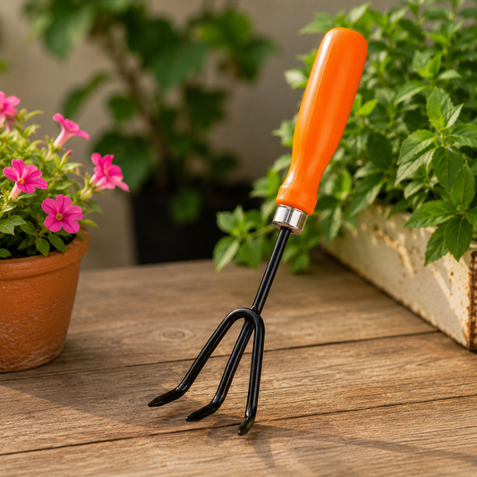 Heavy-Duty Hand Cultivator Rake | 3-Tine Garden Soil Loosening & Weeding Tool