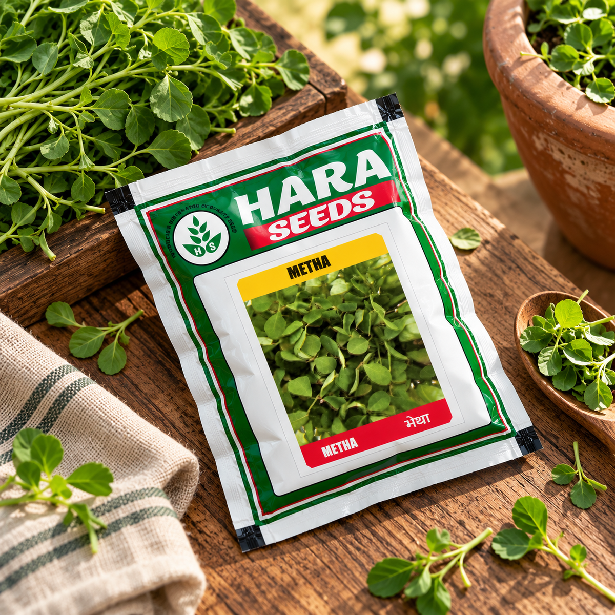 Hara Seeds Methi Seeds (Fenugreek Seeds) for Home Gardening & Kitchen Garden | Fresh Green Methi Vegetable Seeds for Easy Cultivation 1KG