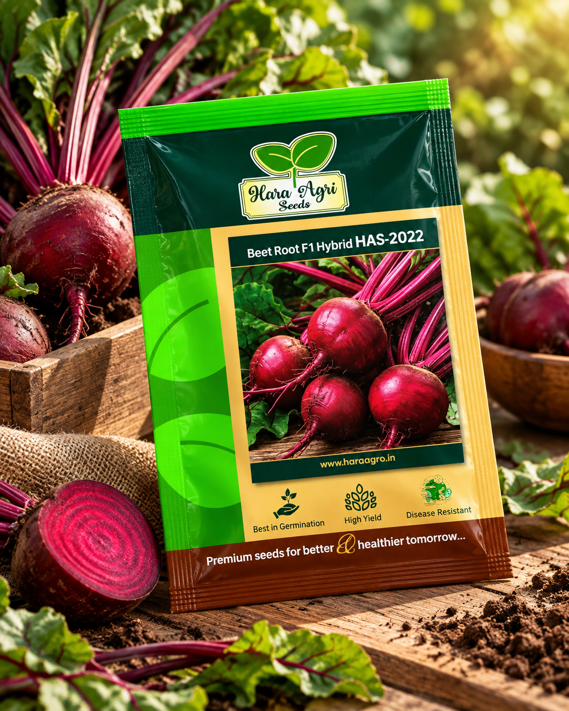 Beet Root F1 Hybrid HAS-2022 Seeds | High Yield Hybrid Beetroot Seeds for Farming & Kitchen Garden | Hara Agri Seeds