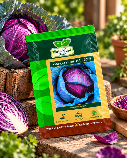 Cabbage F1 Hybrid HAS-2068 – Premium Purple Cabbage Seeds for High Yield, Uniform Heads & Commercial Vegetable Farming