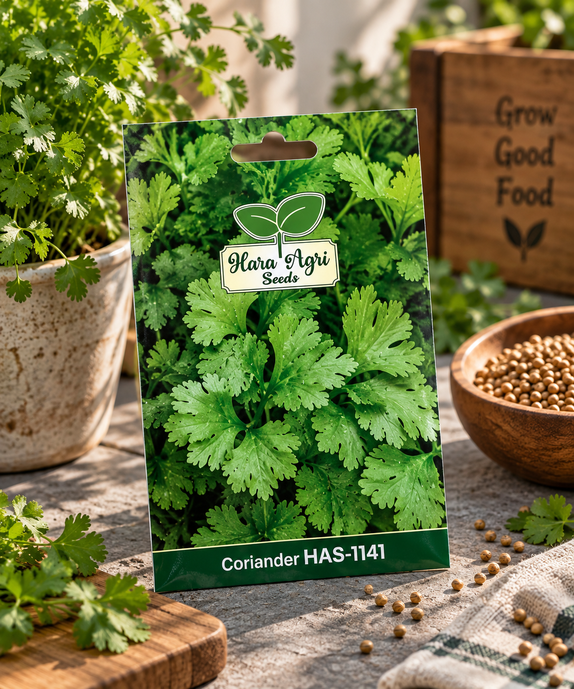 Coriander HAS-1141 Seeds | Hara Agri Seeds | Quality Coriander Vegetable Seeds for Fresh Green Leaves, Home Garden, Kitchen Garden, Terrace Garden & Pots