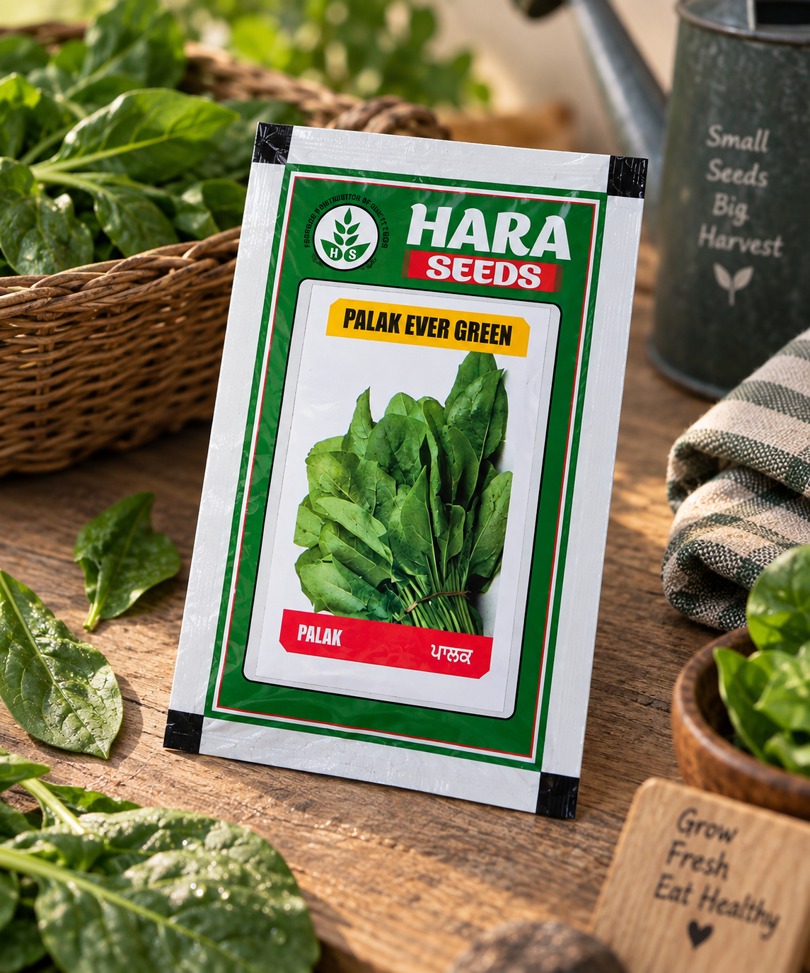 Hara Seeds Palak Ever Green Vegetable Seeds for Home Garden & Kitchen Garden – Fresh Green Spinach Seeds for Direct Sowing