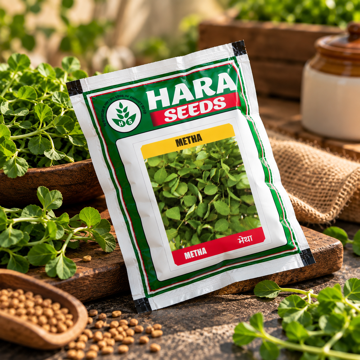 Hara Seeds Methi Seeds (Fenugreek Seeds) for Home Gardening & Kitchen Garden | Fresh Green Methi Vegetable Seeds for Easy Cultivation 1KG