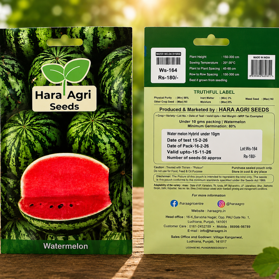 Premium Hybrid Watermelon Seeds for Home Garden, Terrace Farming & Commercial Cultivation | High Germination Summer Fruit Seeds by Hara Agri Seeds