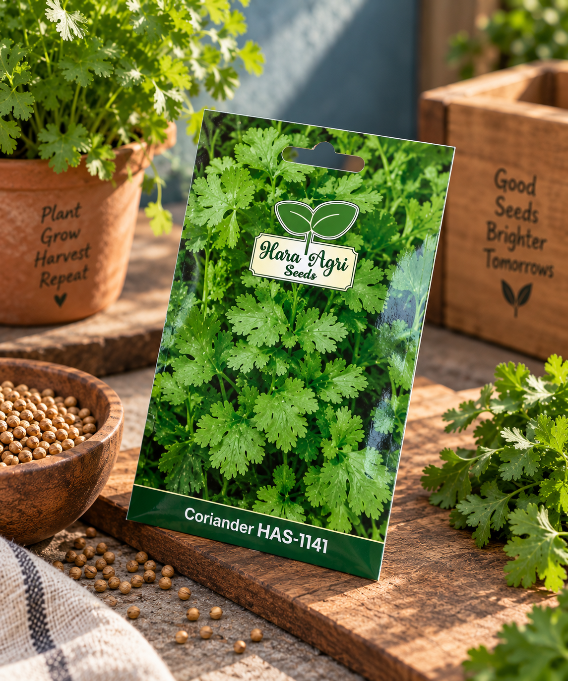 Coriander HAS-1141 Seeds | Hara Agri Seeds | Quality Coriander Vegetable Seeds for Fresh Green Leaves, Home Garden, Kitchen Garden, Terrace Garden & Pots