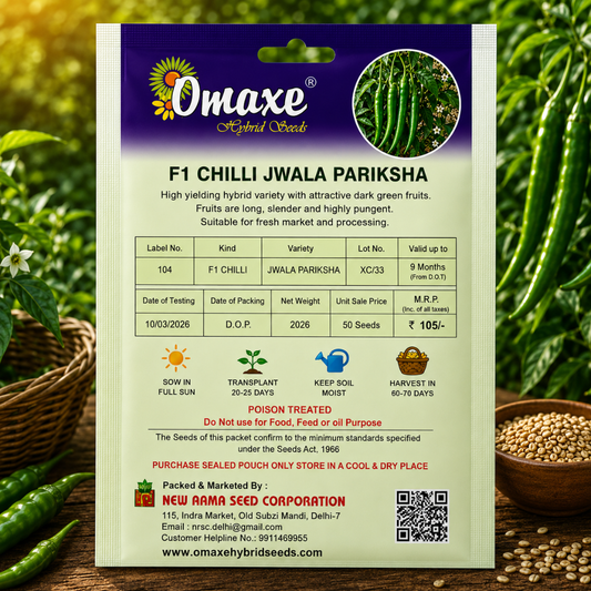 Premium F1 Chilli Jwala Pariksha Hybrid Seeds for Home Gardening, Terrace Farming & Commercial Cultivation