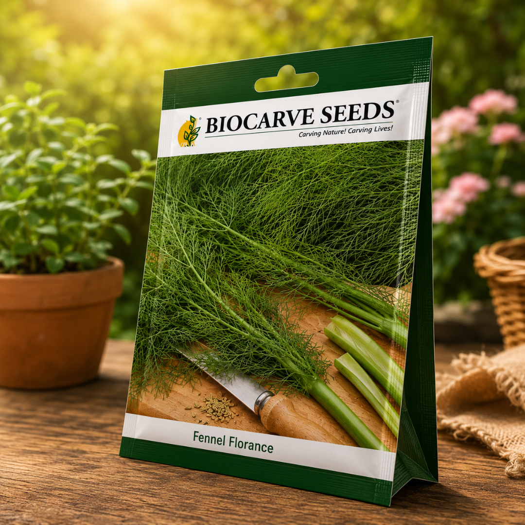 BIOCARVE Seeds Fennel Florence Seeds – Premium High Germination Herb Seeds for Home Gardening & Farming