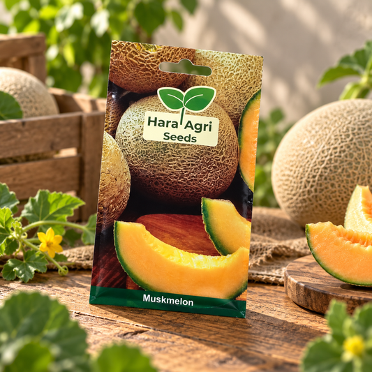 Hara Agri Seeds Muskmelon HY Seeds – Sweet Orange Flesh Melon Seeds for Home Garden & Farming
