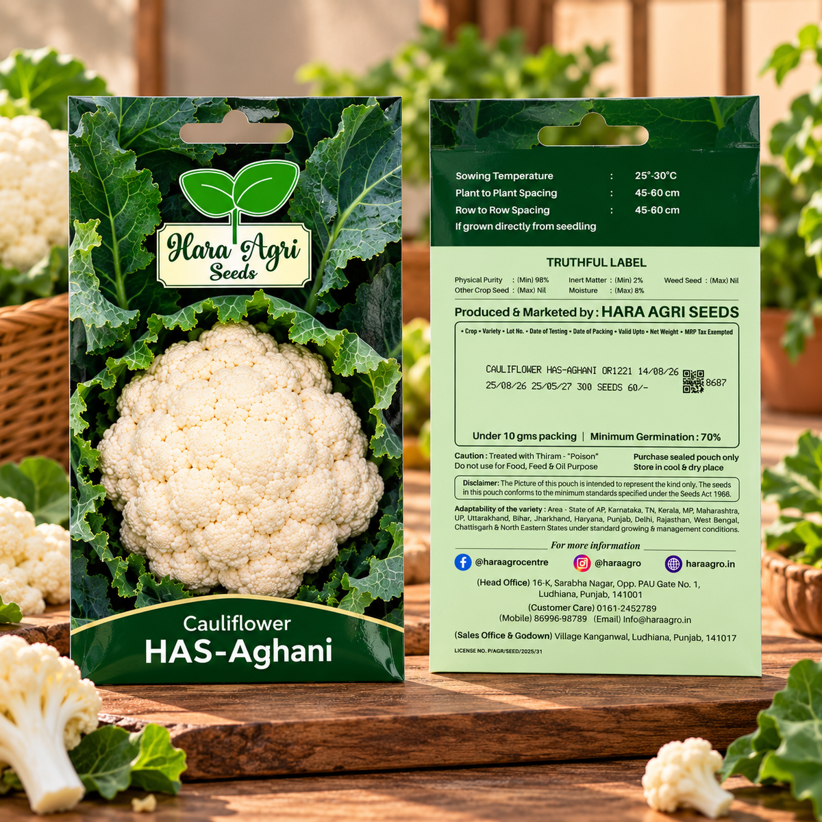 Hara Seeds Cauliflower HAS-Aghani Vegetable Seeds | Premium Cauliflower Seeds for Kitchen Garden, Home Gardening & Vegetable Cultivation