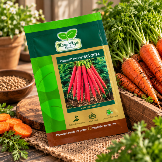 Hara Agri Seeds Carrot F1 Hybrid HAS-2074 Seeds – High Yield Carrot Variety with Good Germination for Home Gardening & Farming