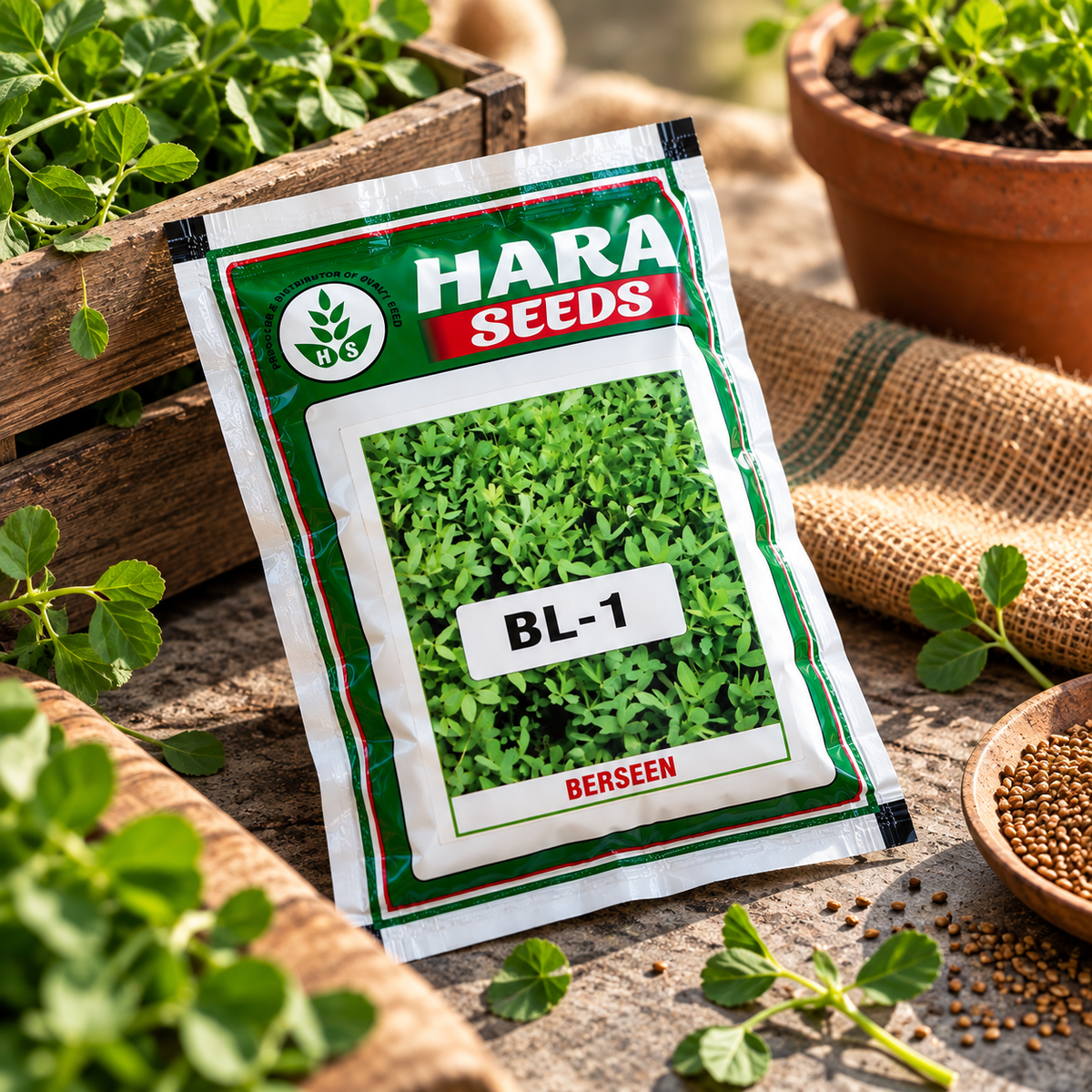 Hara Seeds Berseem BL-1 Seeds for Green Fodder | High-Quality Rabi Fodder Crop Seeds for Dairy Animals & Livestock | Suitable for Multiple Cuttings