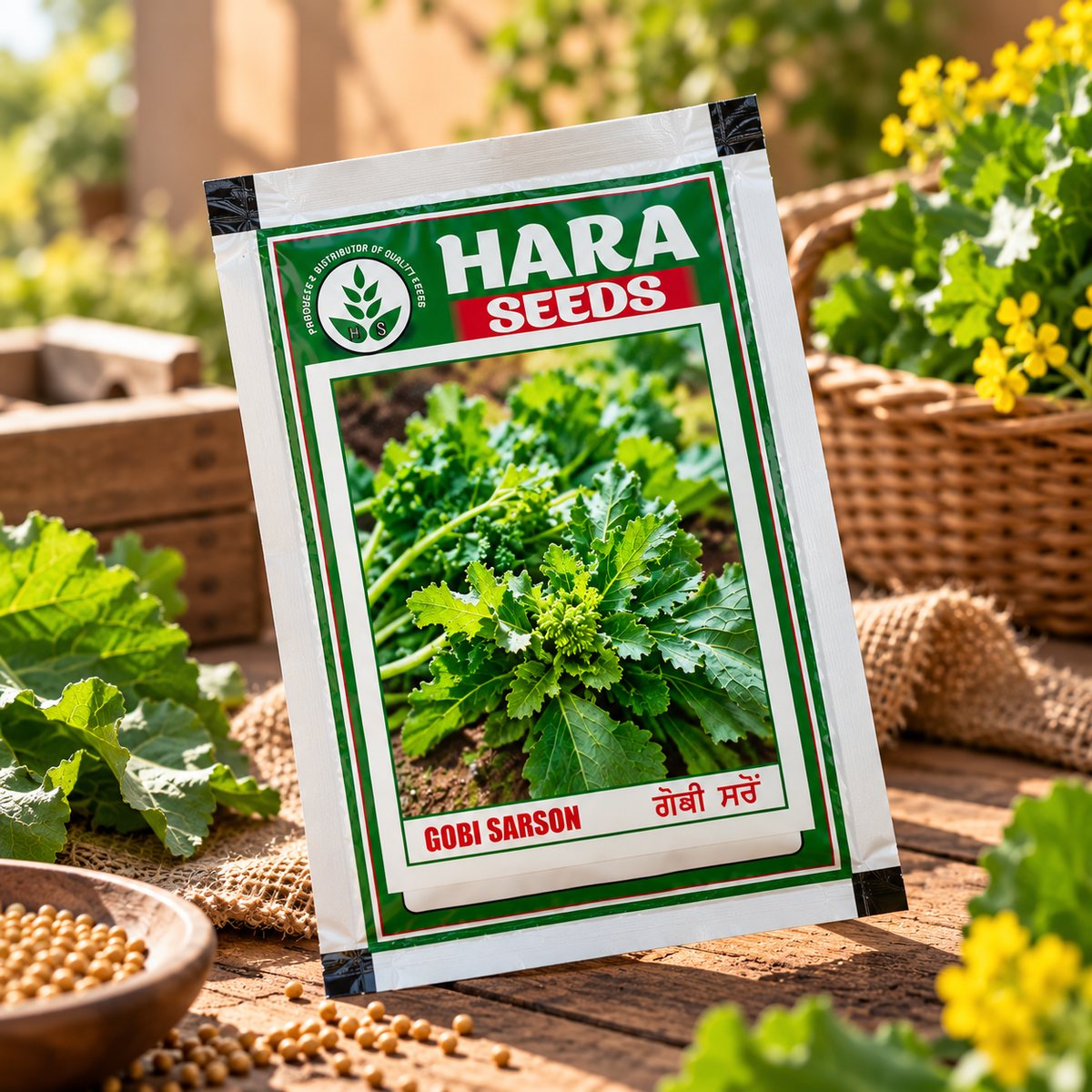 Gobi Sarson Seeds – Hara Seeds | Fresh & Nutritious Mustard Greens Seeds for Home Gardening & Farming | 10g & 1kg Packs