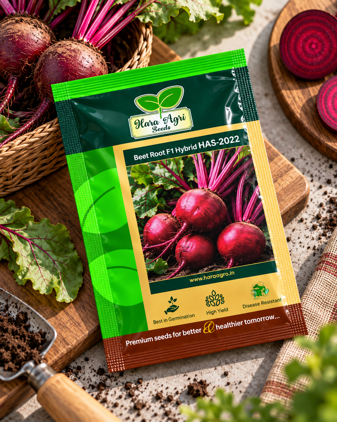 Beet Root F1 Hybrid HAS-2022 Seeds | High Yield Hybrid Beetroot Seeds for Farming & Kitchen Garden | Hara Agri Seeds