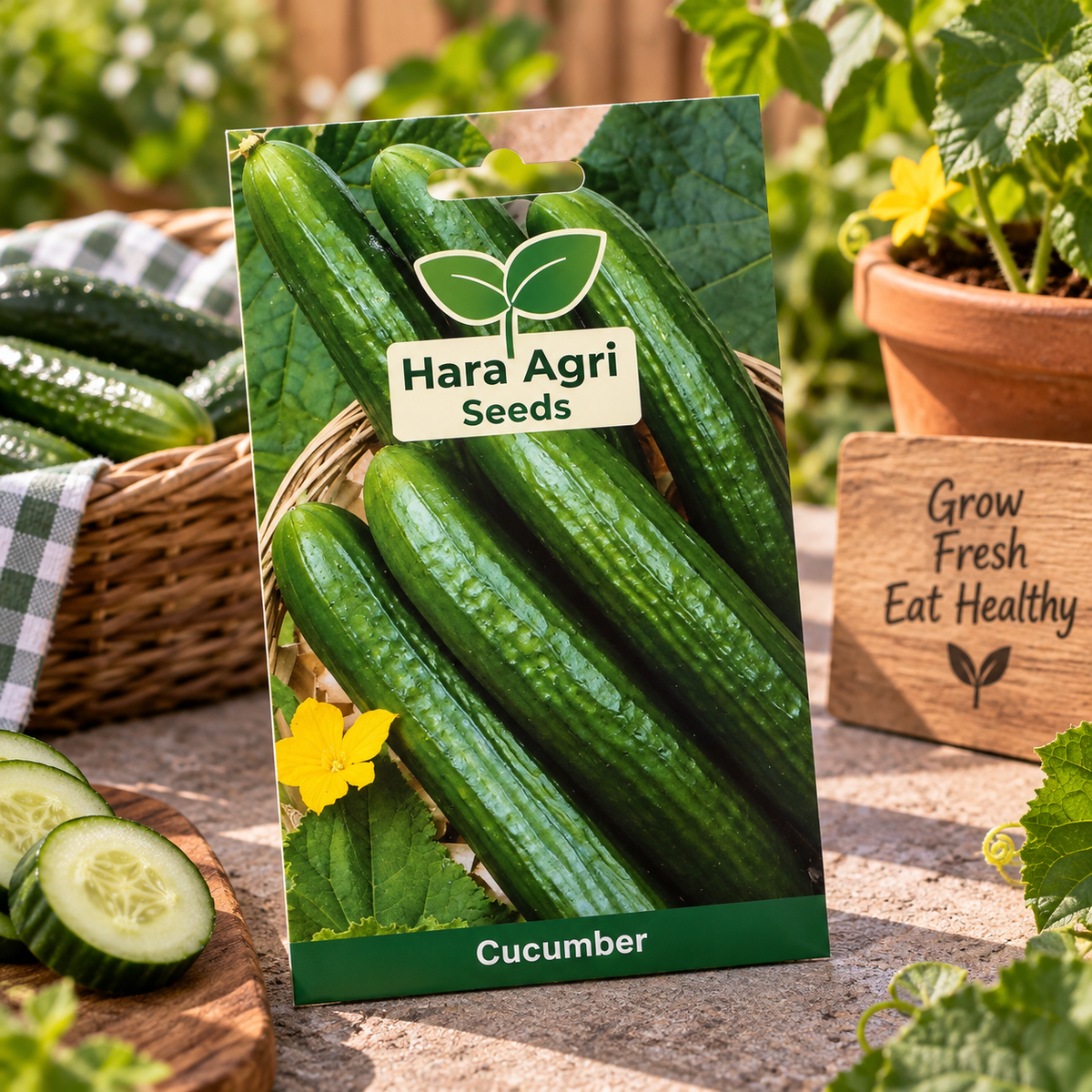 Cucumber HY Seeds | Hara Agri Seeds | Hybrid Cucumber Vegetable Seeds for Home Garden, Kitchen Garden, Terrace Garden, Pots & Grow Bags
