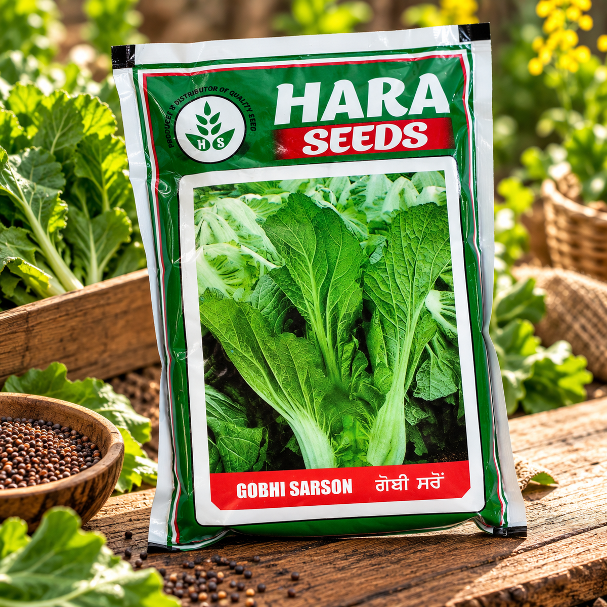 Gobi Sarson Seeds – Hara Seeds | Fresh & Nutritious Mustard Greens Seeds for Home Gardening & Farming | 10g & 1kg Packs