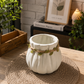 Rustic Pumpkin Shape Ceramic Planter Pot with Decorative Leaf Rope | Cute Indoor Flower Pot for Succulents, Cactus & Small Plants | Modern Tabletop Ceramic Pot