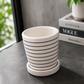 Modern White Ceramic Striped Planter Pot with Matching Saucer for Indoor Plants, Succulents, Home & Office Décor