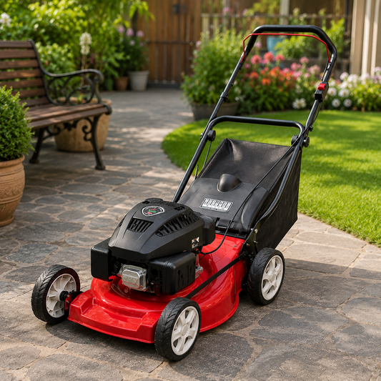 Heavy Duty Petrol Lawn Mower | 4-Stroke Grass Cutting Machine with Grass Collection Bag for Home & Garden