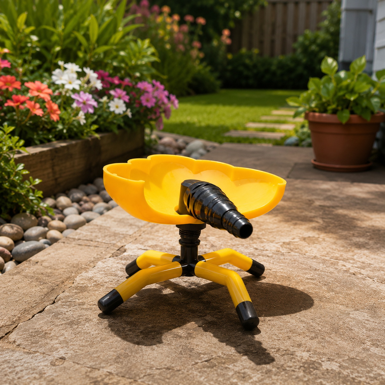 360° Adjustable 4-Leg Garden Water Sprinkler for Lawn Irrigation, Flower Beds & Vegetable Gardens | Heavy-Duty Plastic Watering Sprinkler with Hose Connector