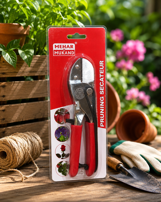 Heavy-Duty Bypass Pruning Secateur for Garden Plants, Flowers, Shrubs & Fruit Trees | Sharp Carbon Steel Hand Pruning Shears with Non-Slip Grip