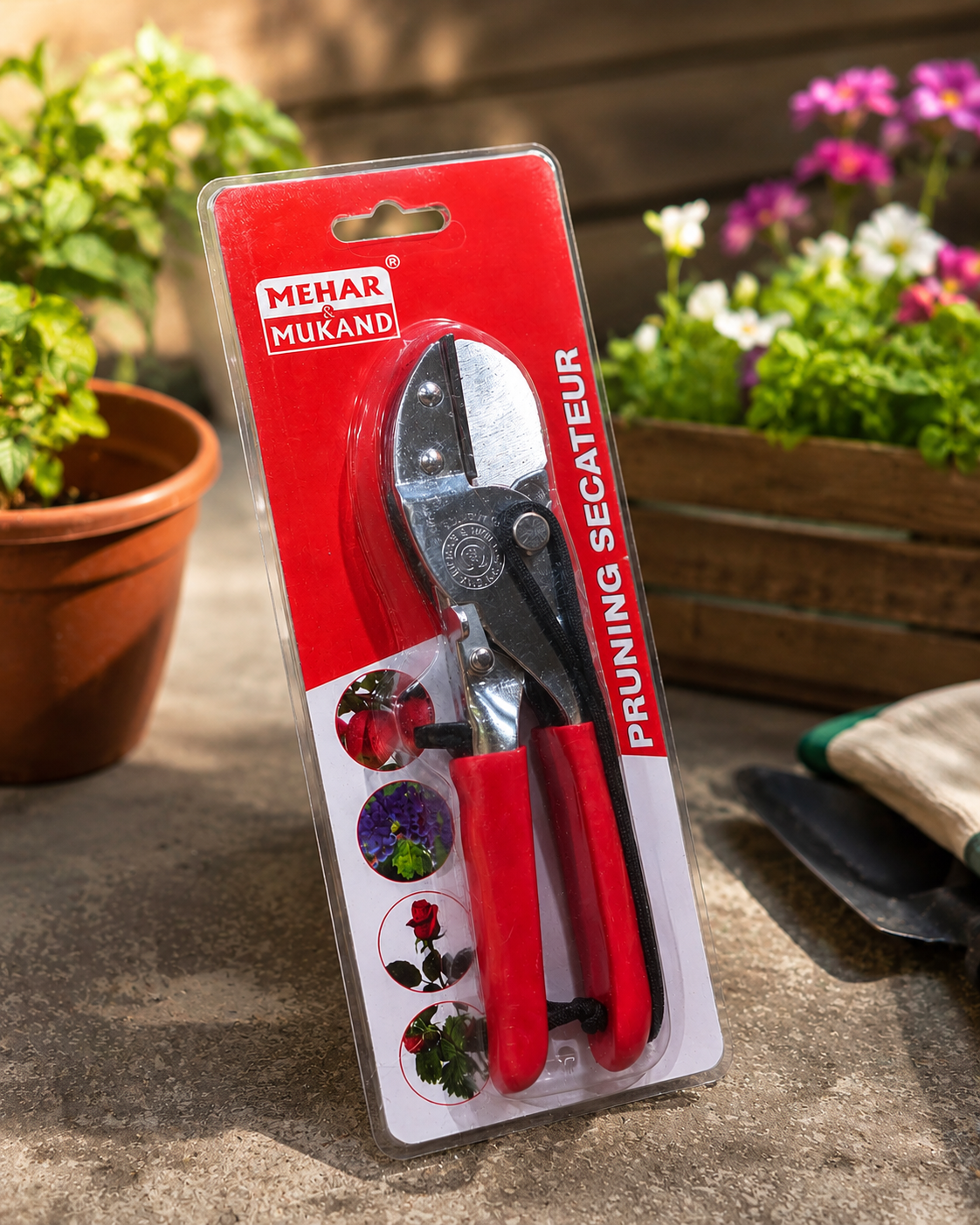 Heavy-Duty Bypass Pruning Secateur for Garden Plants, Flowers, Shrubs & Fruit Trees | Sharp Carbon Steel Hand Pruning Shears with Non-Slip Grip