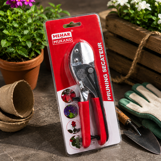 Heavy-Duty Bypass Pruning Secateur for Garden Plants, Flowers, Shrubs & Fruit Trees | Sharp Carbon Steel Hand Pruning Shears with Non-Slip Grip
