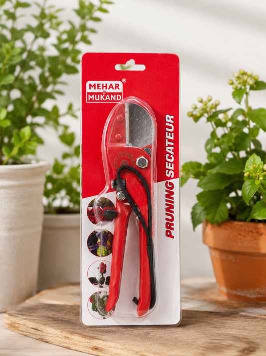Heavy-Duty Straight Blade Pruning Secateur for Dry Branches, Garden Plants, Shrubs & Fruit Trees | Professional Carbon Steel Hand Pruner with Safety Lock
