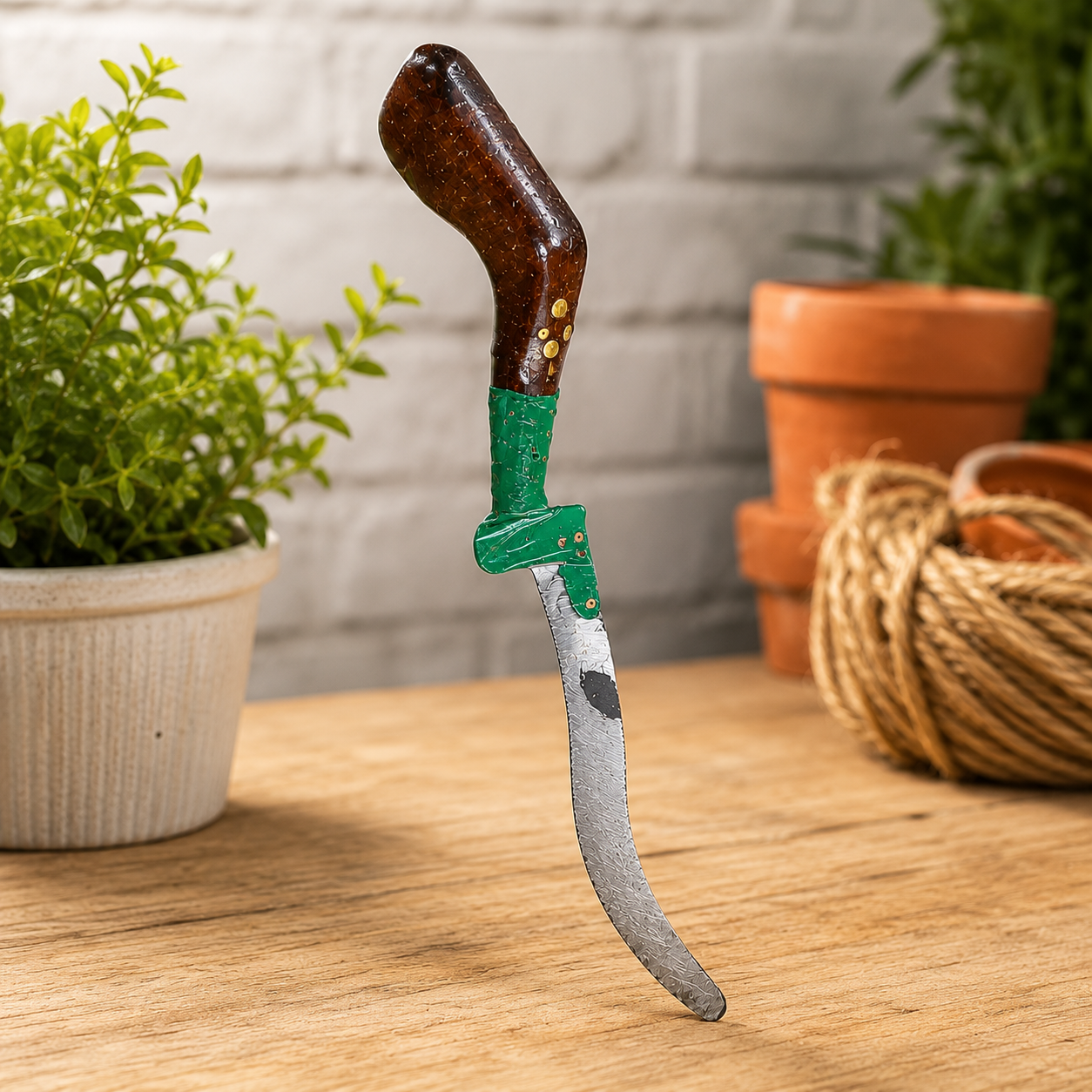 Heavy-Duty Curved Harvesting Sickle with Wooden Handle for Cutting Grass, Weeds & Crops | High Carbon Steel Hand Farming Tool