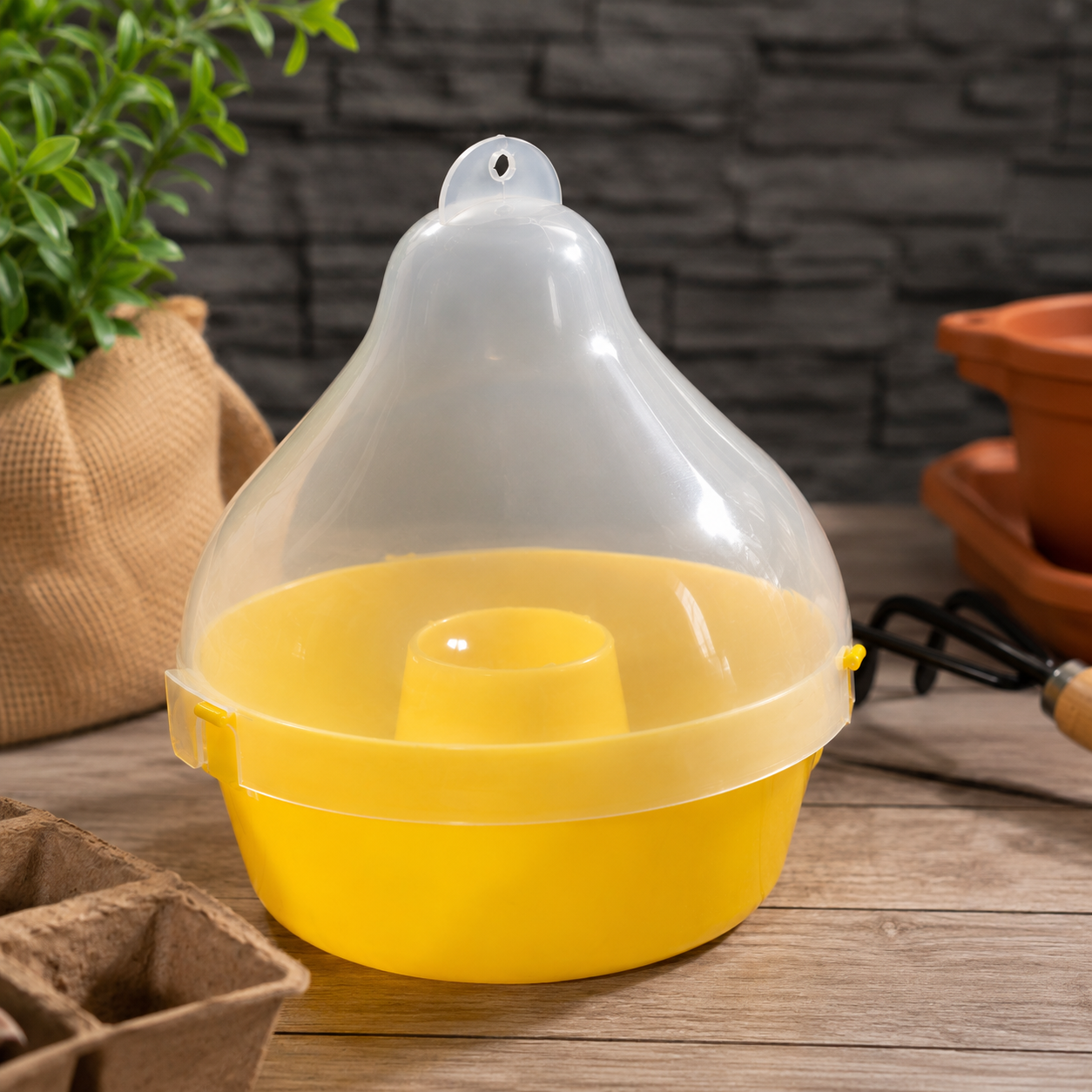 Reusable Hanging Fruit Fly Trap for Mango, Guava, Vegetable & Fruit Crops | Durable Plastic Insect Pest Trap with Hanging Hook