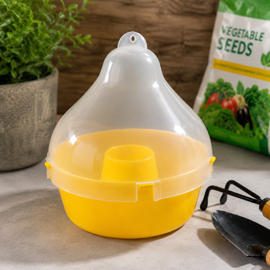 Reusable Hanging Fruit Fly Trap for Mango, Guava, Vegetable & Fruit Crops | Durable Plastic Insect Pest Trap with Hanging Hook