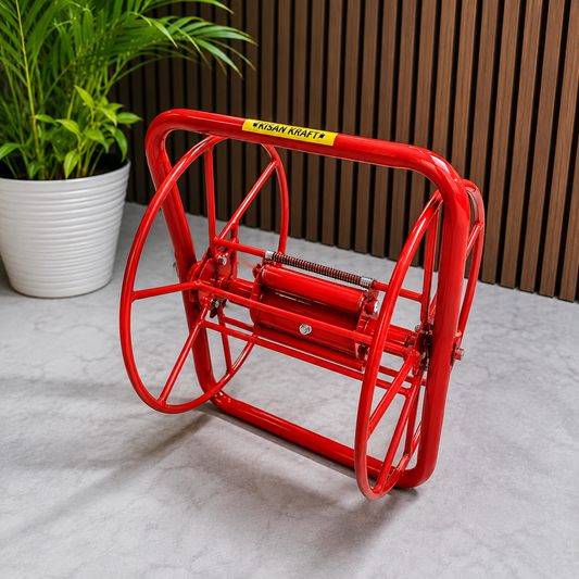 Heavy-Duty Manual Garden Hose Reel Cart with Steel Frame for Easy Hose Storage, Winding & Watering | Portable Water Hose Trolley for Lawn & Garden Irrigation