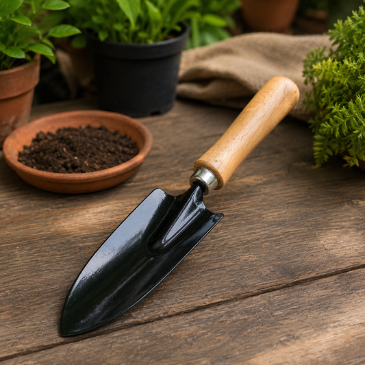 Heavy-Duty Steel Hand Garden Trowel with Wooden Handle for Digging, Planting, Transplanting & Soil Cultivation | Professional Gardening Hand Tool