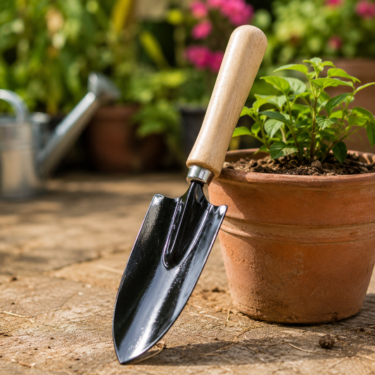 Heavy-Duty Steel Hand Garden Trowel with Wooden Handle for Digging, Planting, Transplanting & Soil Cultivation | Professional Gardening Hand Tool