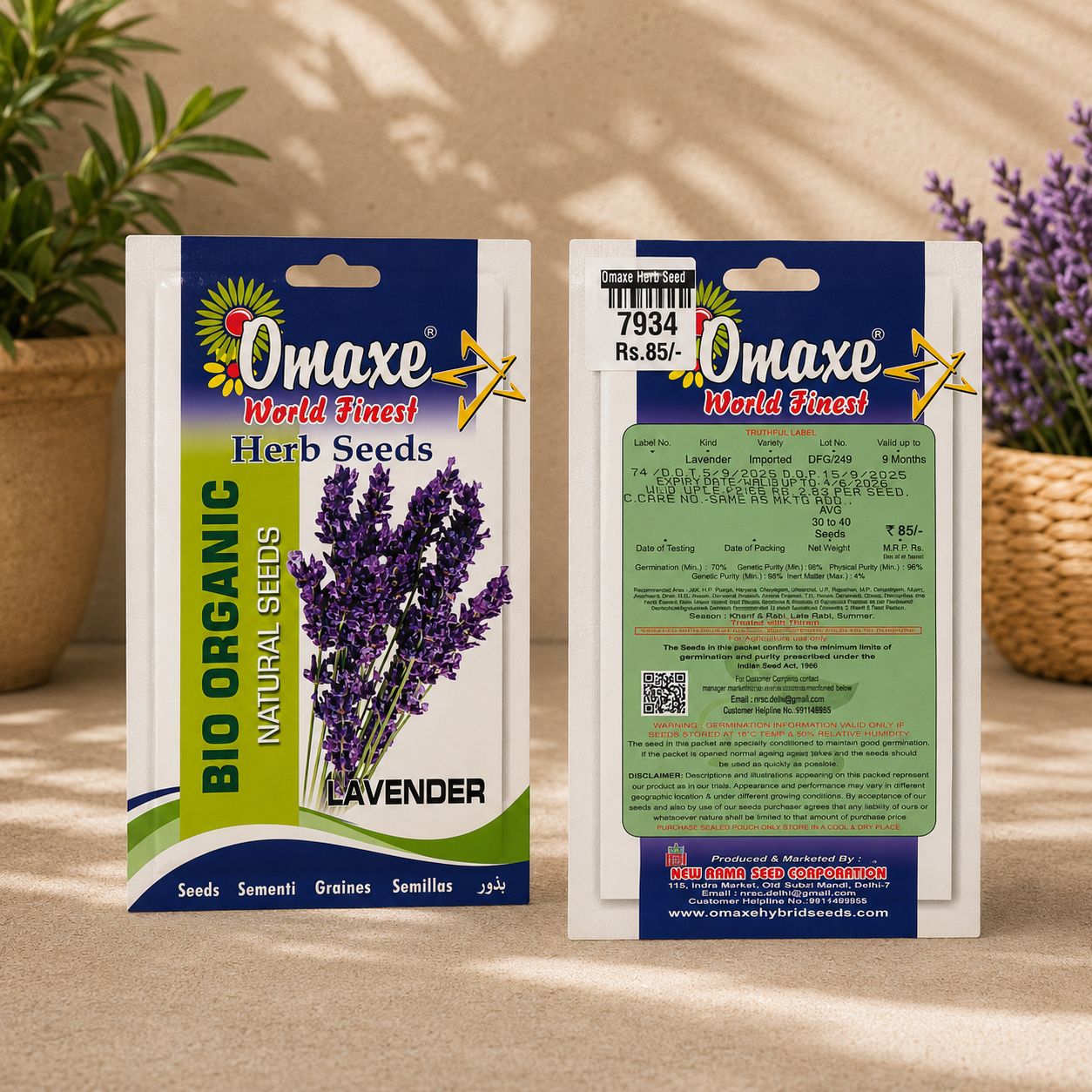 Omaxe Organic Lavender Herb Seeds – Premium Natural Aromatic Flower & Medicinal Herb Seeds for Home Gardening