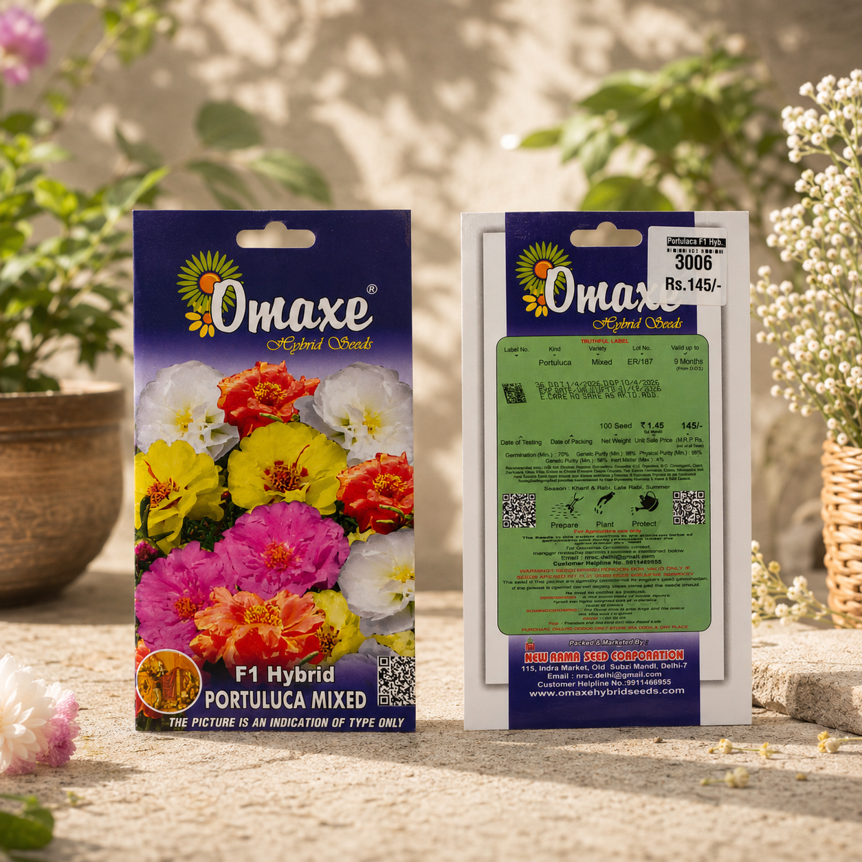 Omaxe F1 Hybrid Portulaca Mixed Flower Seeds – Multicolor Moss Rose Seeds for Home Garden, Balcony & Terrace Gardening