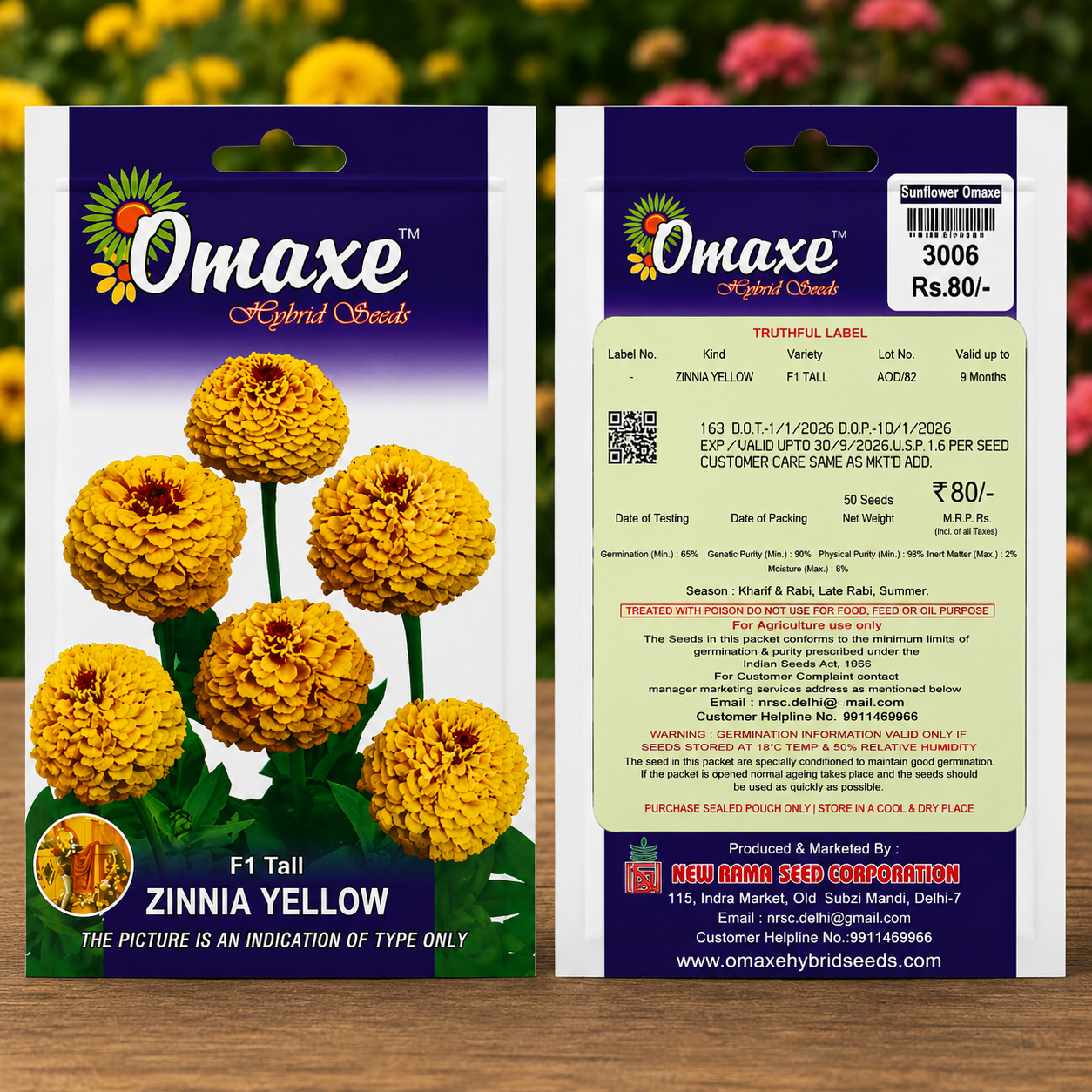 Omaxe Hybrid Seeds F1 Tall Zinnia Yellow Flower Seeds for Home Garden, Balcony Pots & Outdoor Flowering Plants