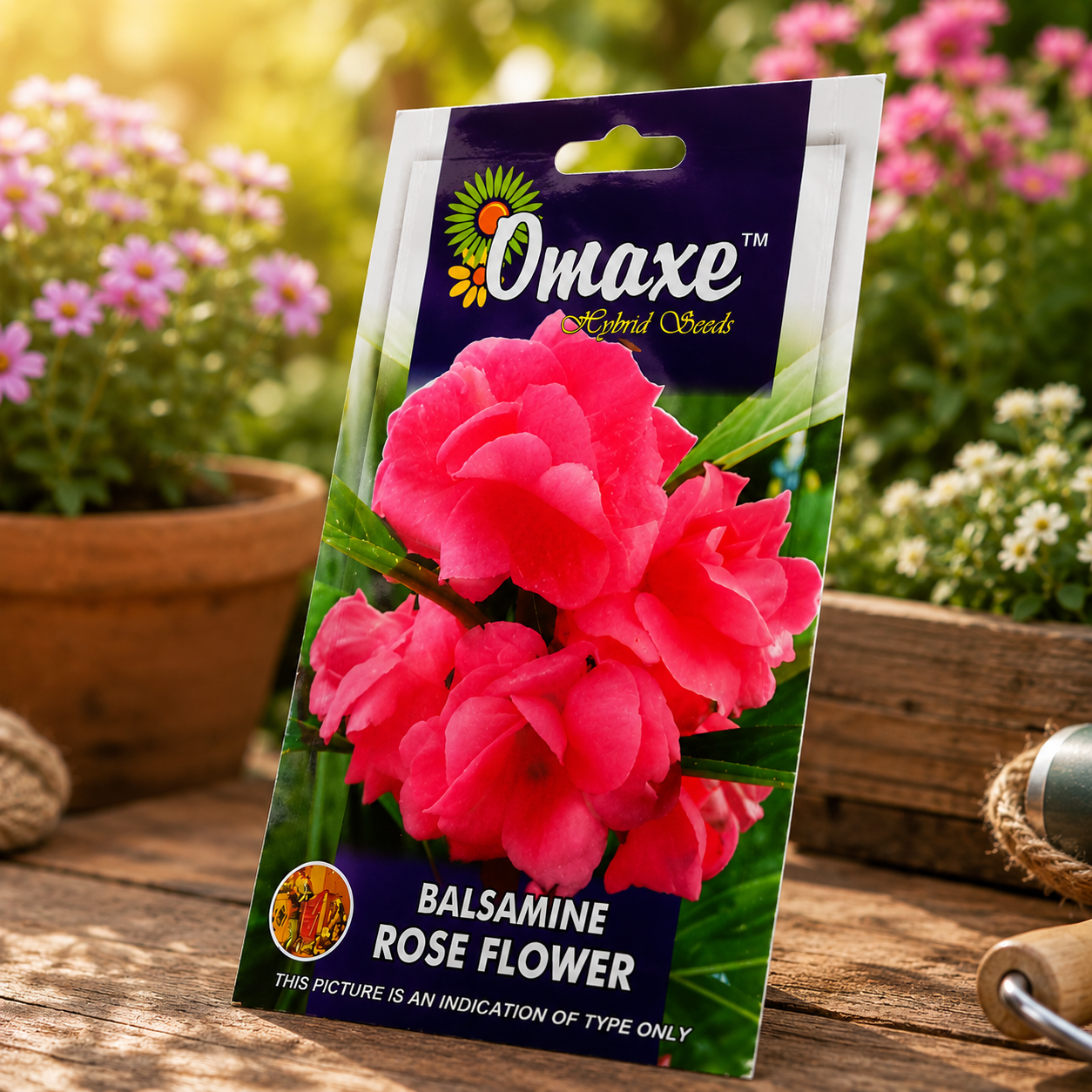 Omaxe Balsamine Rose Flower Seeds – F1 Hybrid Premium Flower Seeds for Home Garden, Balcony & Terrace Gardening