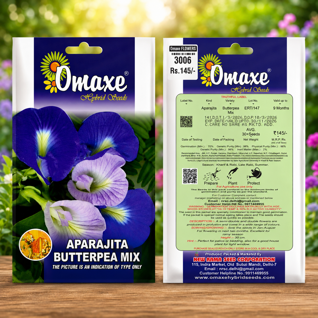 Omaxe Aparajita Butterfly Pea Mix Flower Seeds – Premium Hybrid Climber Flower Seeds for Home Garden & Balcony