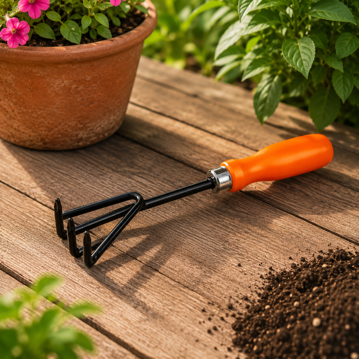Heavy-Duty Hand Cultivator Rake | 3-Tine Garden Soil Loosening & Weeding Tool
