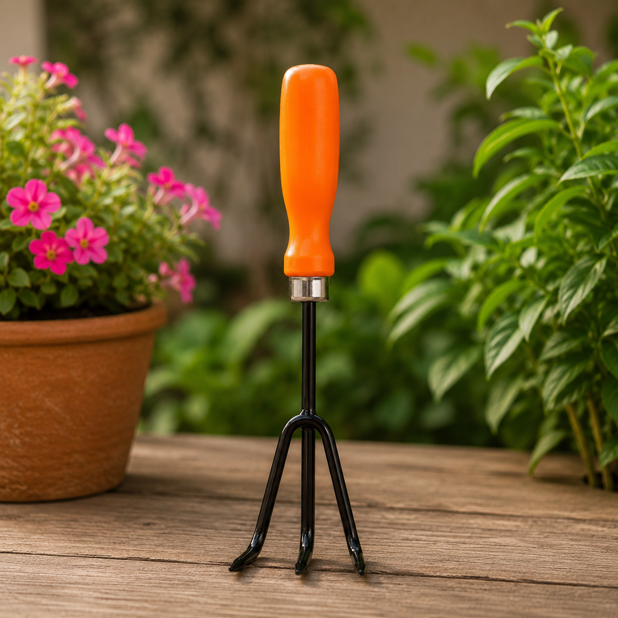 Heavy-Duty Hand Cultivator Rake | 3-Tine Garden Soil Loosening & Weeding Tool