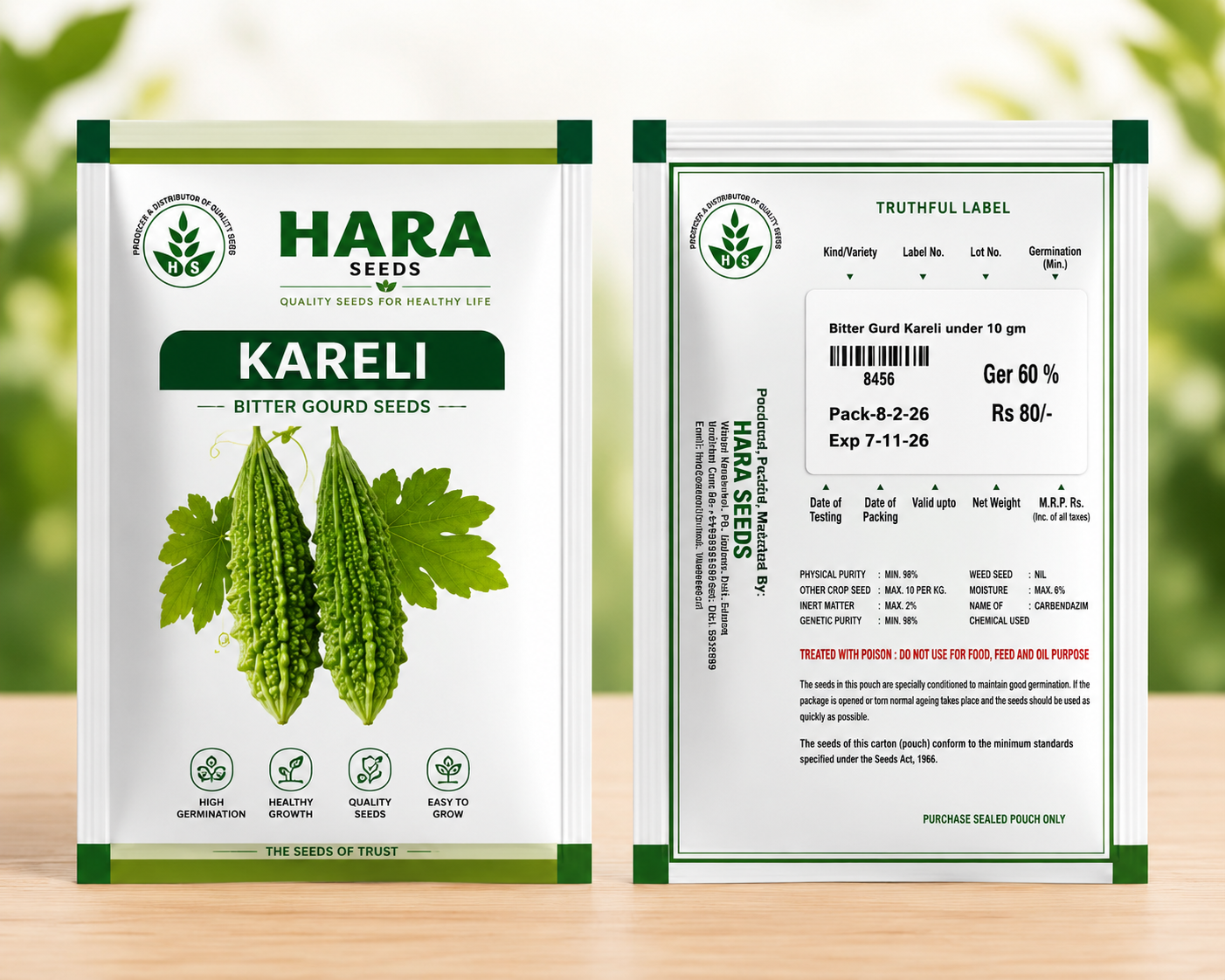 HARA Seeds Kareli (Bitter Gourd) Seeds – High Germination Vegetable Seeds for Home Gardening & Farming