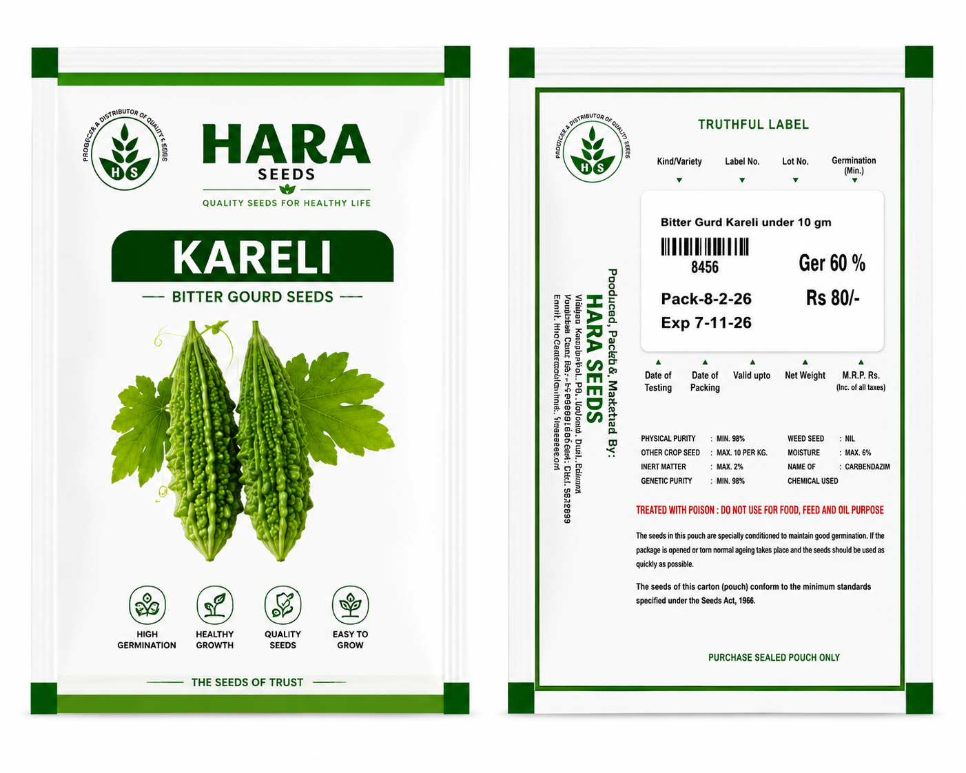 HARA Seeds Kareli (Bitter Gourd) Seeds – High Germination Vegetable Seeds for Home Gardening & Farming