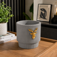 Luxury Ribbed Ceramic Planter Pot with Golden Deer Accent | Decorative Indoor Flower Pot for Home, Office & Tabletop Plants | Available in White & Grey