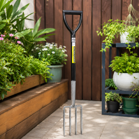 Heavy-Duty Steel Garden Digging Fork with Ergonomic D-Handle for Soil Turning, Aeration, Composting & Gardening | Durable Garden Fork for Farming & Landscaping