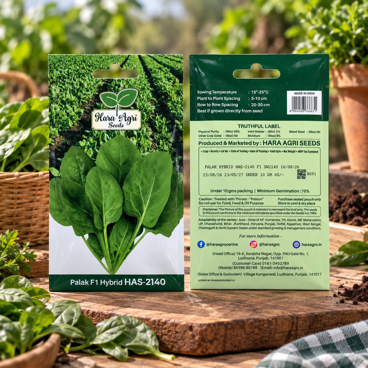 Palak F1 Hybrid HAS-2140 Seeds | Hara Agri Seeds | Premium Hybrid Spinach Seeds for Home Garden, Kitchen Garden, Terrace Garden & Fresh Leafy Greens