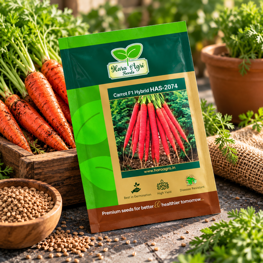 Hara Agri Seeds Carrot F1 Hybrid HAS-2074 Seeds – High Yield Carrot Variety with Good Germination for Home Gardening & Farming