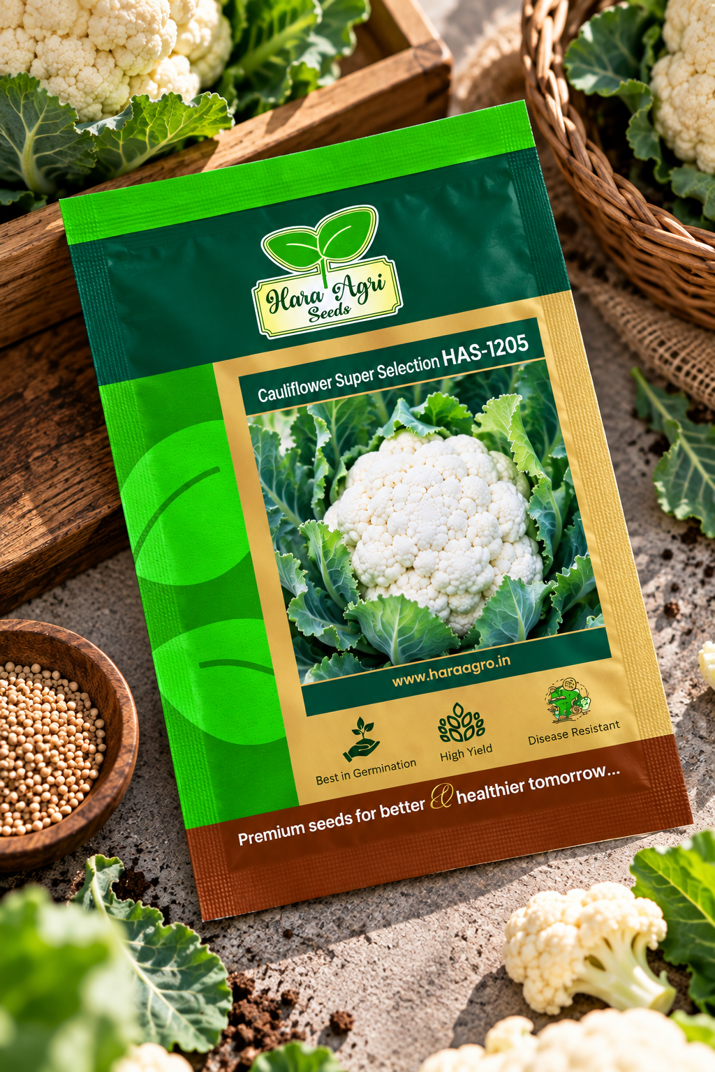 Hara Agri Cauliflower Super Selection HAS-1205 Seeds – Premium Vegetable Seeds for Healthy, High-Yield Cauliflower Cultivation